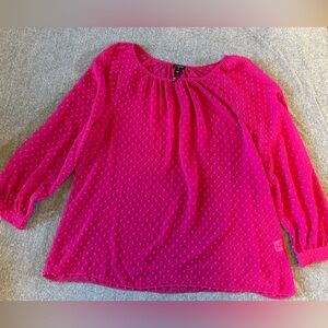 J. Crew Sheer Fuchsia Blouse with Raised Dot Detail